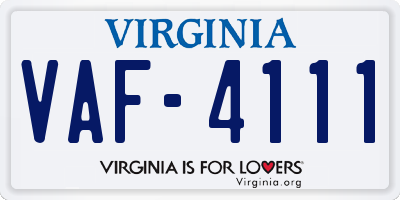 VA license plate VAF4111