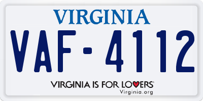 VA license plate VAF4112