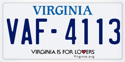 VA license plate VAF4113