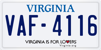 VA license plate VAF4116