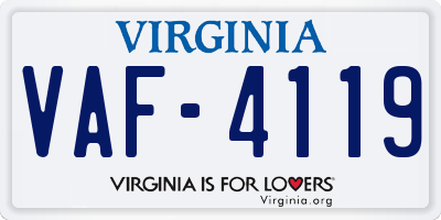 VA license plate VAF4119
