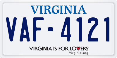 VA license plate VAF4121