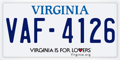 VA license plate VAF4126