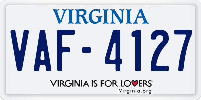VA license plate VAF4127