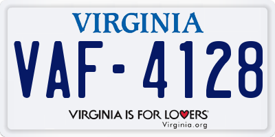 VA license plate VAF4128