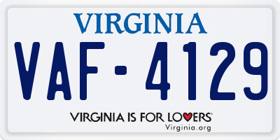 VA license plate VAF4129