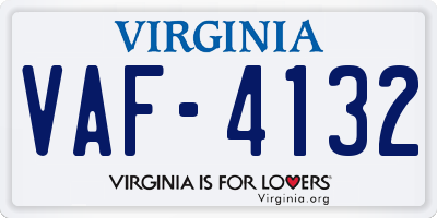 VA license plate VAF4132