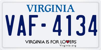 VA license plate VAF4134