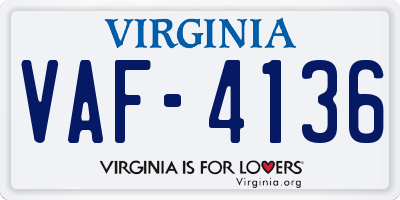 VA license plate VAF4136