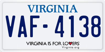 VA license plate VAF4138
