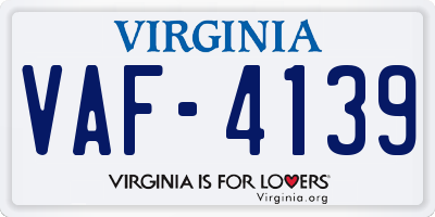 VA license plate VAF4139