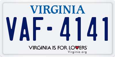 VA license plate VAF4141