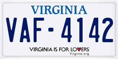 VA license plate VAF4142
