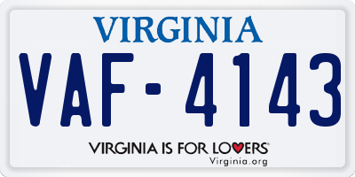 VA license plate VAF4143