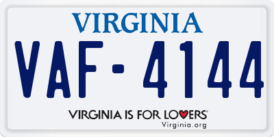 VA license plate VAF4144