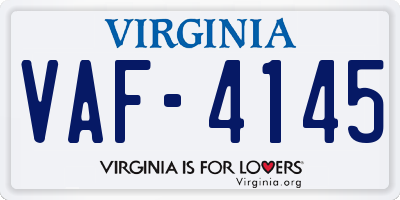 VA license plate VAF4145