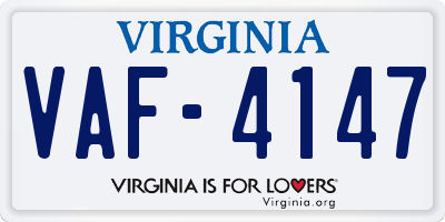 VA license plate VAF4147