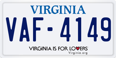 VA license plate VAF4149