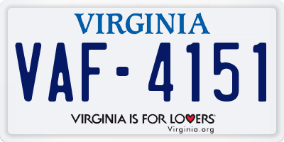 VA license plate VAF4151