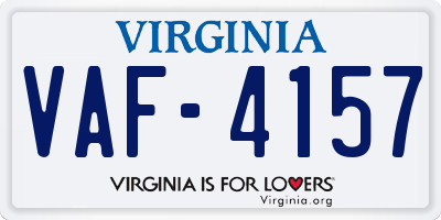VA license plate VAF4157