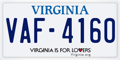 VA license plate VAF4160