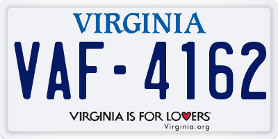 VA license plate VAF4162