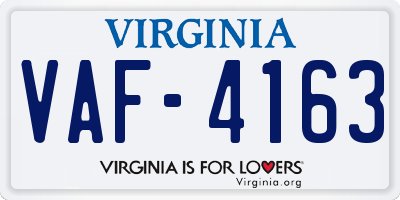 VA license plate VAF4163