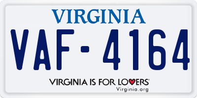 VA license plate VAF4164