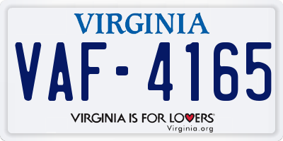 VA license plate VAF4165