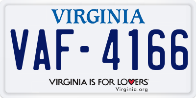 VA license plate VAF4166