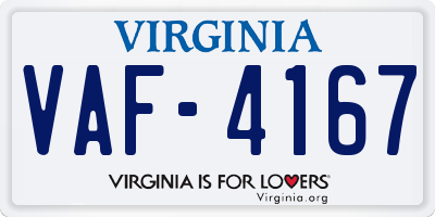 VA license plate VAF4167
