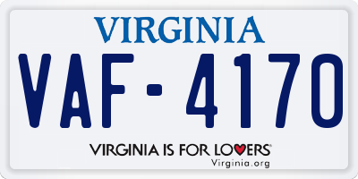 VA license plate VAF4170