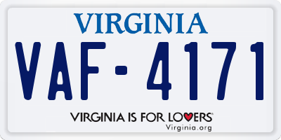 VA license plate VAF4171