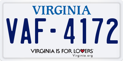 VA license plate VAF4172