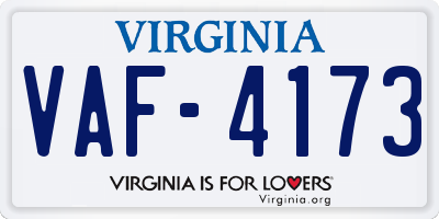 VA license plate VAF4173