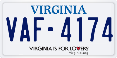 VA license plate VAF4174