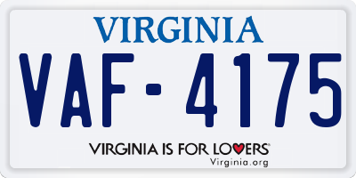 VA license plate VAF4175