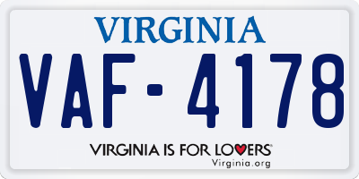 VA license plate VAF4178
