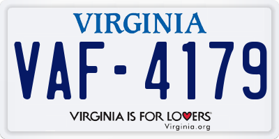 VA license plate VAF4179