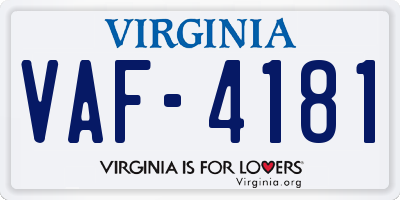 VA license plate VAF4181