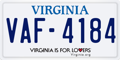 VA license plate VAF4184