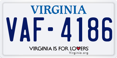 VA license plate VAF4186