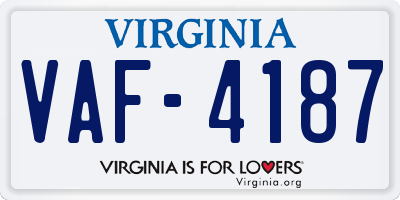 VA license plate VAF4187
