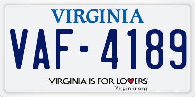 VA license plate VAF4189