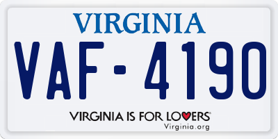 VA license plate VAF4190