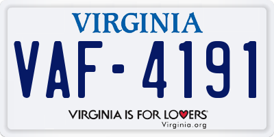 VA license plate VAF4191