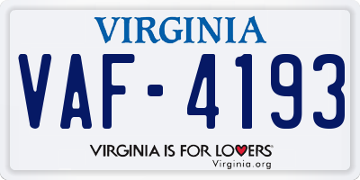 VA license plate VAF4193