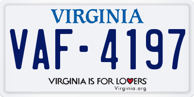 VA license plate VAF4197