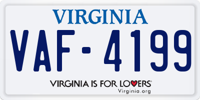 VA license plate VAF4199