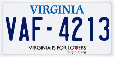 VA license plate VAF4213